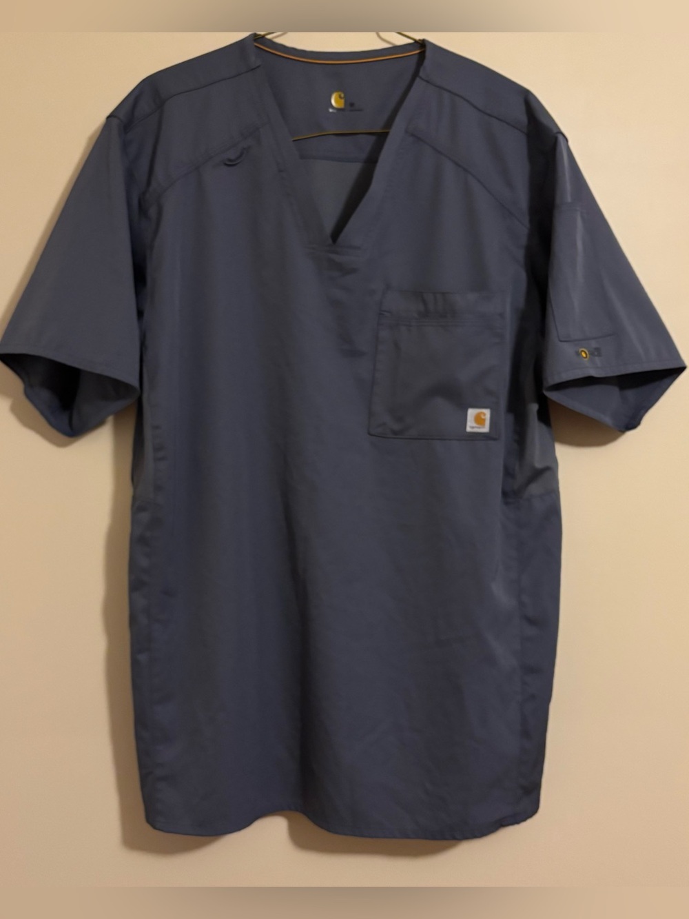 Carhartt Force Liberty Mens Scrub Top Medium Gray V-Neck Pocket Stretch C15106⁠
